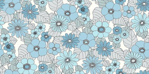 Flower Power Custom Sized Wallpaper Mural (per m2) - Blue