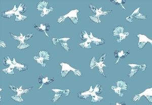 Pango And Ma: Dawn Chorus NZ Wallpaper - Grey Blue