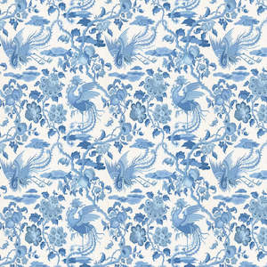 Orange: Chifu Chinoiserie Wallpaper - Blue