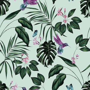 Hummingbird Wallpaper - Ohpopsi - Duck Egg