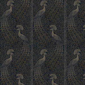 Pavo Parade Peacock Wallpaper - Metallic Bronze/Midnight
