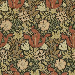 Art Deco Wallpaper: Compton Meadow Wallpaper - Brown/Orange