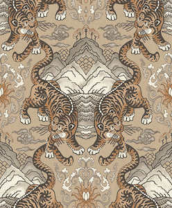 Tora - Chinese Tiger Wallpaper - Taupe - Discontinuing
