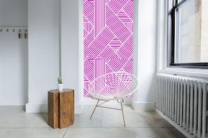 Silver Wallpaper: Lines Wallpaper - Lines Big Scale Pink and White - Custom Sized Wallpaper Mural (per m2)