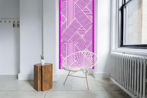 Silver Wallpaper: Lines Wallpaper - Stripe Lines Pink with border - Custom Sized Wallpaper Mural (per m2)