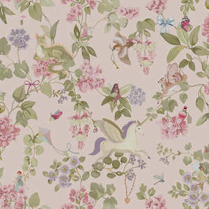 Stripe Wallpaper: Away with the Fairies Wallpaper - Pink