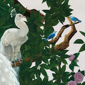 Vera's Garden - Peacock Wallpaper - Sunrise