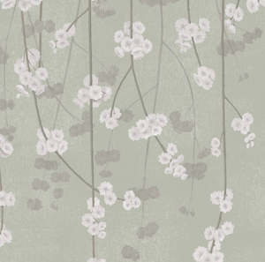 Cherry Blossom Wallpaper - French Green