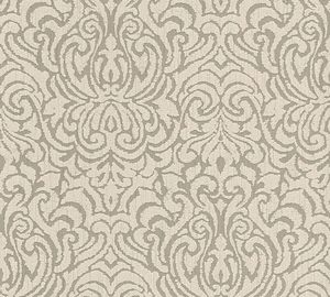 Damask Wallpaper: Ornaments Baroque Textiled Wallpaper - Beige/Brown