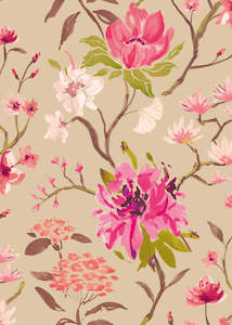 Asian Wallpaper: Saku Wallpaper - Tea & Rose