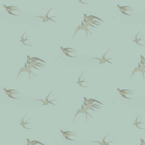 Retro Wallpaper: Swallows Wallpaper - Scotch Grey