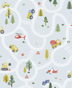 Roundabout Road Wallpaper - Light Blue