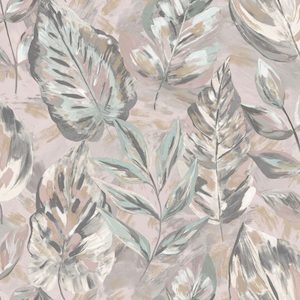 Patagonia: Sample - Aralia - Textured Leaf Wallpaper - Pink- Discontinuing