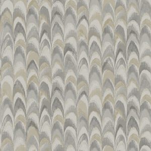 Sample - Ruba - Peacock feathers Wallpaper - Grey- Discontinuing