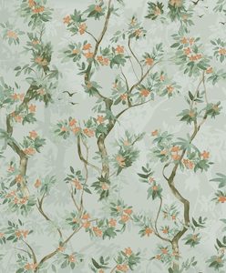 Sample - Folia - Blossoming Tree Wallpaper - Duck Egg - Discontinuing
