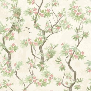 Sample - Folia - Blossoming Tree Wallpaper - Cream/Pink - Discontinuing