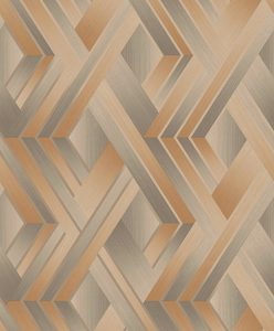 Sample - Tranquilo - Metalic Geometric Wallpaper - Beige/Orange- Discontinuing