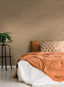 Sample - Vardo - faux Grasscloth Wallpaper - Orange- Discontinuing