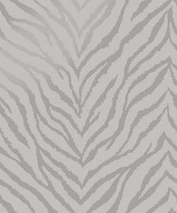 Zahara - Tiger Print Wallpaper - Metallic Grey - Last Roll