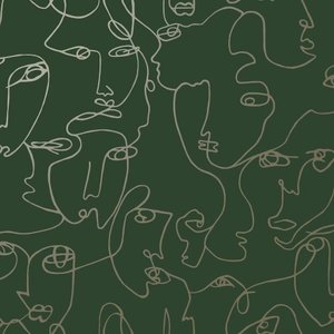 Holden Decor: Visage Wallpaper - Green and Gold
