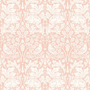 Forest Rabbit Wallpaper - Soft Pink