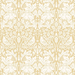 Yellow Wallpaper: Forest Rabbit Wallpaper - Mustard