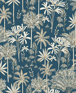 White Wallpaper: Jardin De Marrakech Wallpaper - Blue