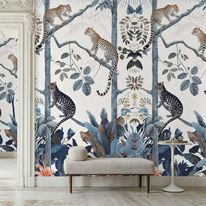 Panthera Mural Hybrid Wallpaper - White