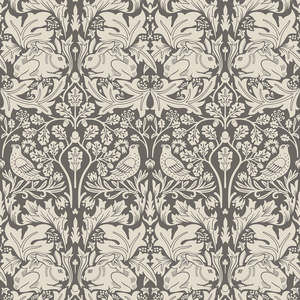 Forest Rabbit Wallpaper - Charcoal Grey