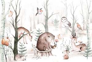 Forest Animal Friends Mural - 260 cm High x 384cm Wide