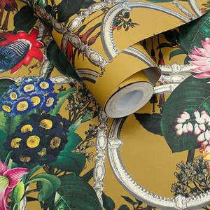 Sample - Alata - floral trellis wallpaper - Ochre