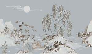 Boulevard Grasscloth Moonlight - Ice - Custom Sized Wallpaper Mural (per m2)