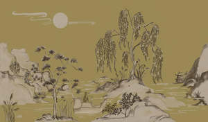 Boulevard Grasscloth Moonlight - Ochre - Custom Sized Wallpaper Mural (per m2)