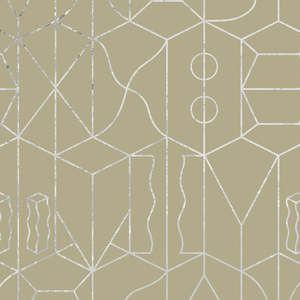 Gold Wallpaper: Sample - Never Ending Foil by Suzan Hijink Wallpaper - Silver Green