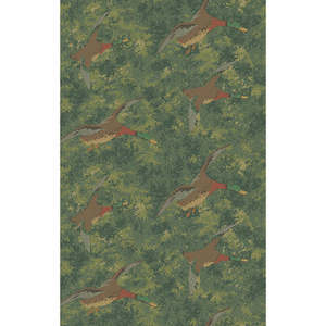 Animal Wallpaper: Forest Ducks by Mulberry Home Wallpaper - Emerald