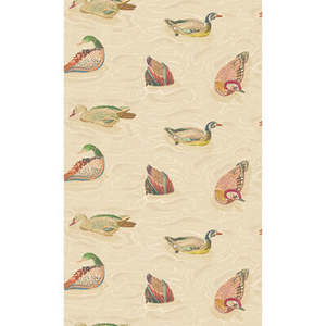 Animal Wallpaper: Duck Pond Wallpaper by Mulberry Home - Jewel
