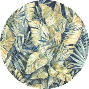 Tree Wallpaper: Feuilles Tropicales - Circular Mural - Self Adhesive