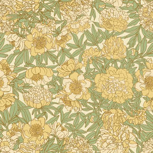 Sample - Peony Fever - Custom Sized Wallpaper Mural (per m2) - Yellow