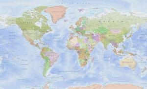 World Map - Green Blue - 2.45m H x 3.35m W