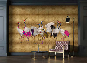 Crane Parade - Custom Sized Wallpaper Mural (per m2)