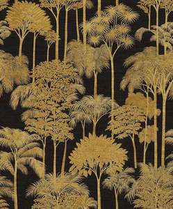 Cuba Forest Wallpaper - Black and Gold - Vinyl