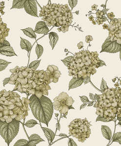 Holden Decor: Hortensia - Hydrangea Wallpaper - Ochre/Green