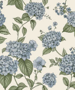 Hortensia - Hydrangea Wallpaper - Blue/Green