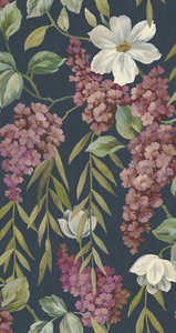 Buddleia - Trailing Blooms Wallpaper - Navy