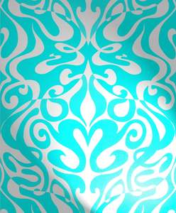 Woodstock Wallpaper - Aqua/Metallic Silver