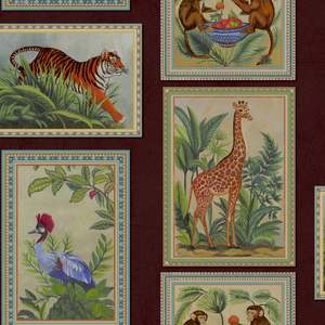 Tropical Wallpaper: Menagerie Wallpaper - Berry