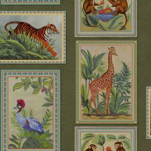 Tropical Wallpaper: Menagerie Wallpaper - Green