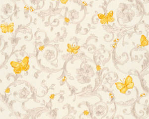 Versace Florals Wallpaper (Versace 3 Collection) - Cream/Yellow