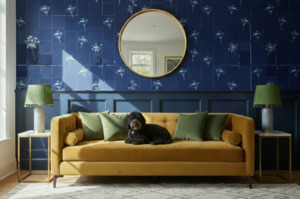 Cyanotype Floral - Prussian Blue - Custom Sized Wallpaper Mural (per m2)