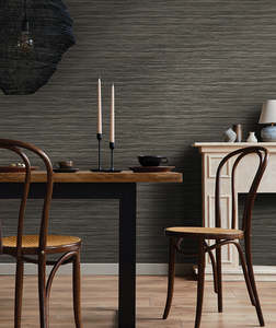 Vardo - Faux Grasscloth Wallpaper - Charcoal - Last 20 Rolls Due July